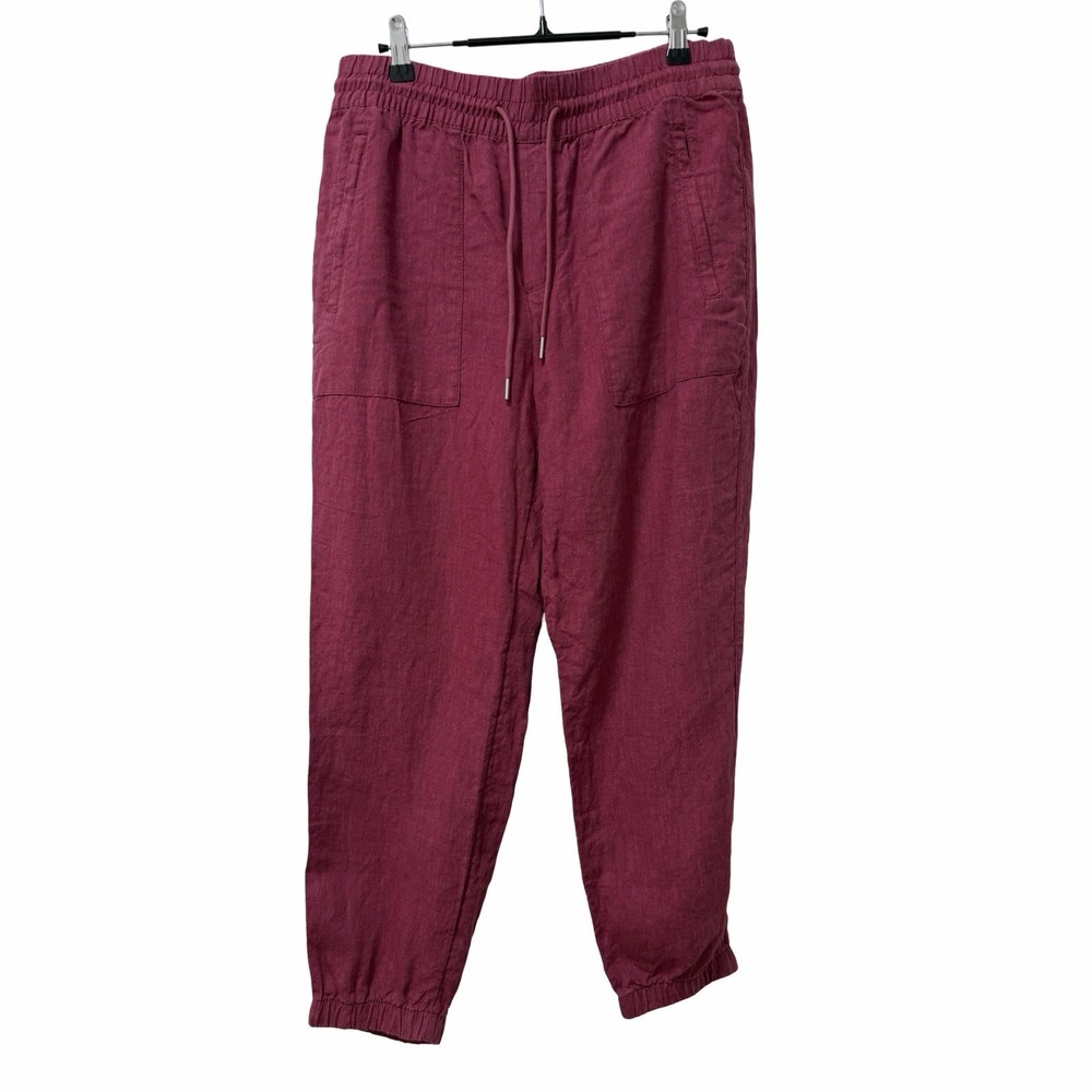 Athleta Womens Retreat Linen Drawstring Jogger Pants Size 6P Coffeeberry Coastal